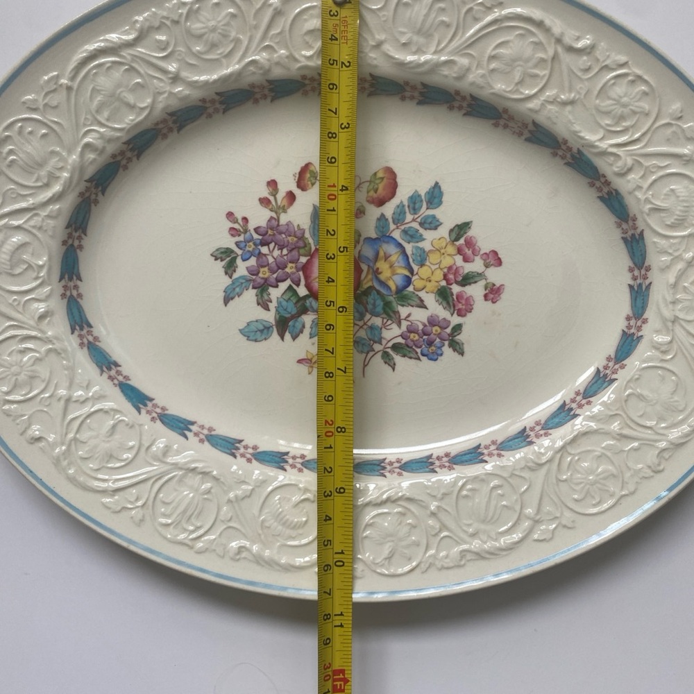 Vintage Wedgwood Patrician Oval Serving Morning Glory Large Platter 14” - Picture 9 of 10